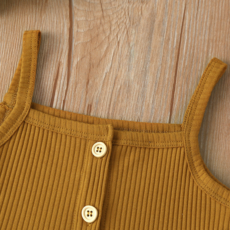 Ensemble de vêtements d'été pour filles, débardeur imprimé, short, deux pièces, sans manches