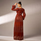 Robe de soirée sexy à manches longues et col en V, à paillettes