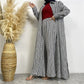 Fashion Printed Satin Full Button Long Cardigan And Pocket Pants Set