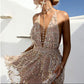 Vente en gros de souhaits Europe nouvelle fronde discothèque paillettes col en V profond sexy robe dos nu jupe sangle pendule 