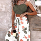 Summer New Commuter Two-piece Printed Lace-up Wide-leg Pants Suit