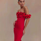 Ruffled Off-shoulder Temperament Waist-tight