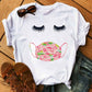 Leopard mask eyes lashes ladies short sleeves
