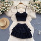 Lace Camisole And Ruffled Short Skirt Set