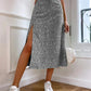 European And American Floral Split A- Line Sheath Mid-waist Dress