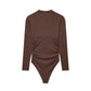 Deep-V Long-sleeve Bodycon Womens Jumpsuit That Flatters The Figure And Looks Sexy