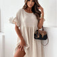 Loose Pleated Solid Color Dress