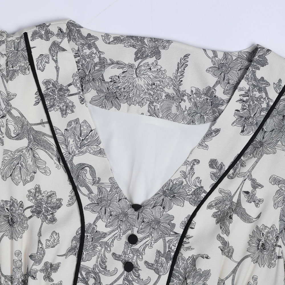 Chinese Retro Ink Printed Dress