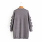 Cardigan long en tricot décoratif en peluche pour femme