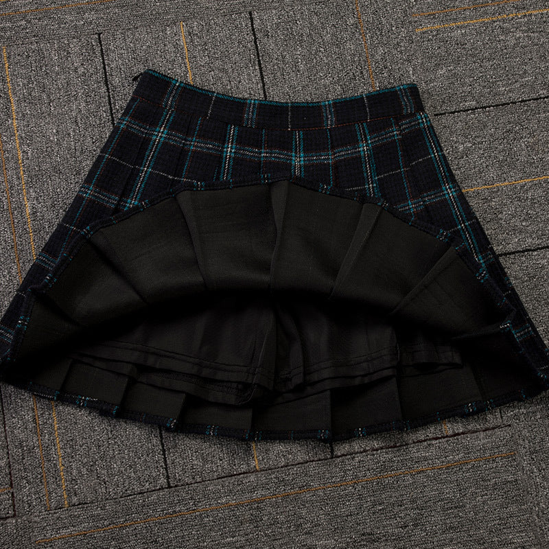 Pleated Skirt High Waist Plaid Skirt Autumn And Winter A-line Skirt