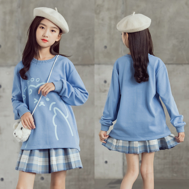 Pull en coton à manches longues pour filles, tenue d'automne pour enfants