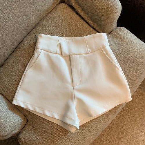 Short de costume taille haute pour femme, coupe trapèze