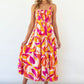 Spaghetti-strap Floral Print Pleated Dress