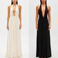 European And American Solid Color See-through Low Cut Sleeveless Dress Women