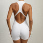 Combinaison short de yoga zippée sans manches pour femme, effet gainant, extensible, effet gainant, pour le sport et le levage des fesses