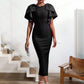 Double Shoulder Bow Slim Fit Dress
