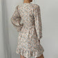 Printed V-neck Long-sleeve Dress Women