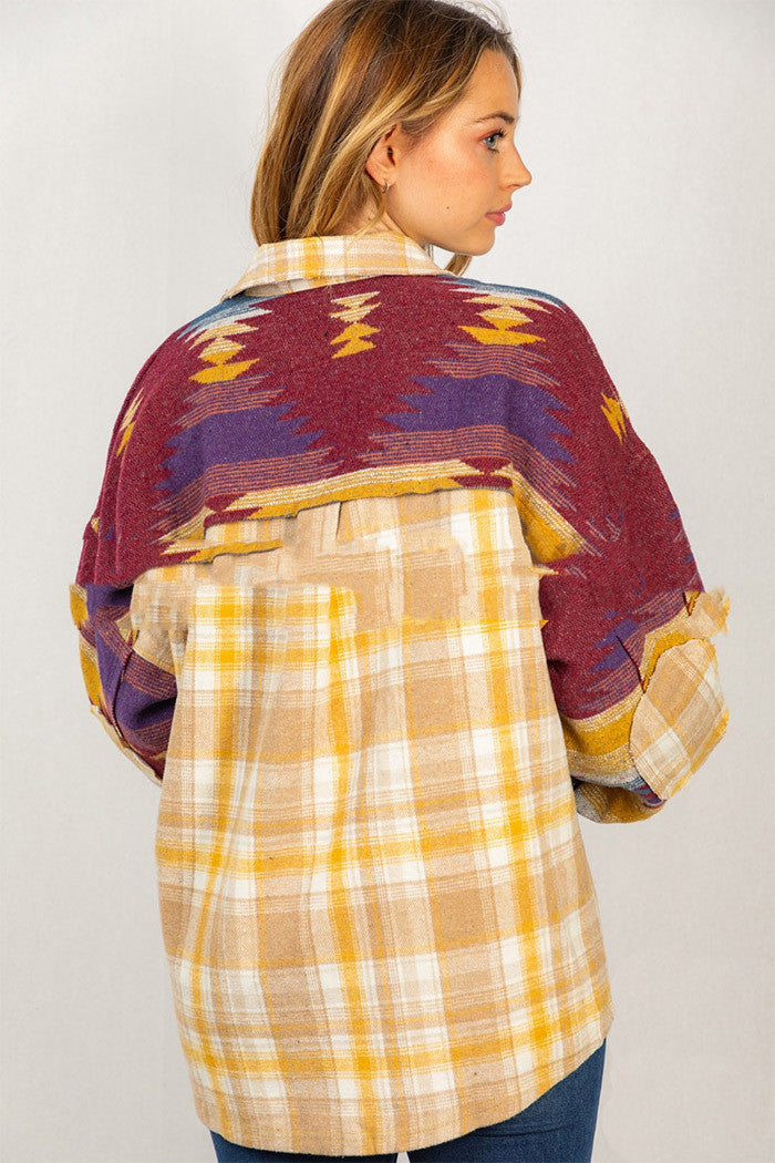 Manteau en laine à carreaux AZTEC pour femme avec poche à revers