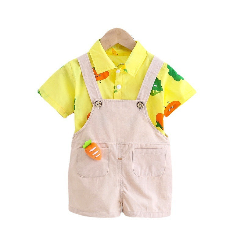 Children's Summer Cartoon Overalls T-shirt Suit