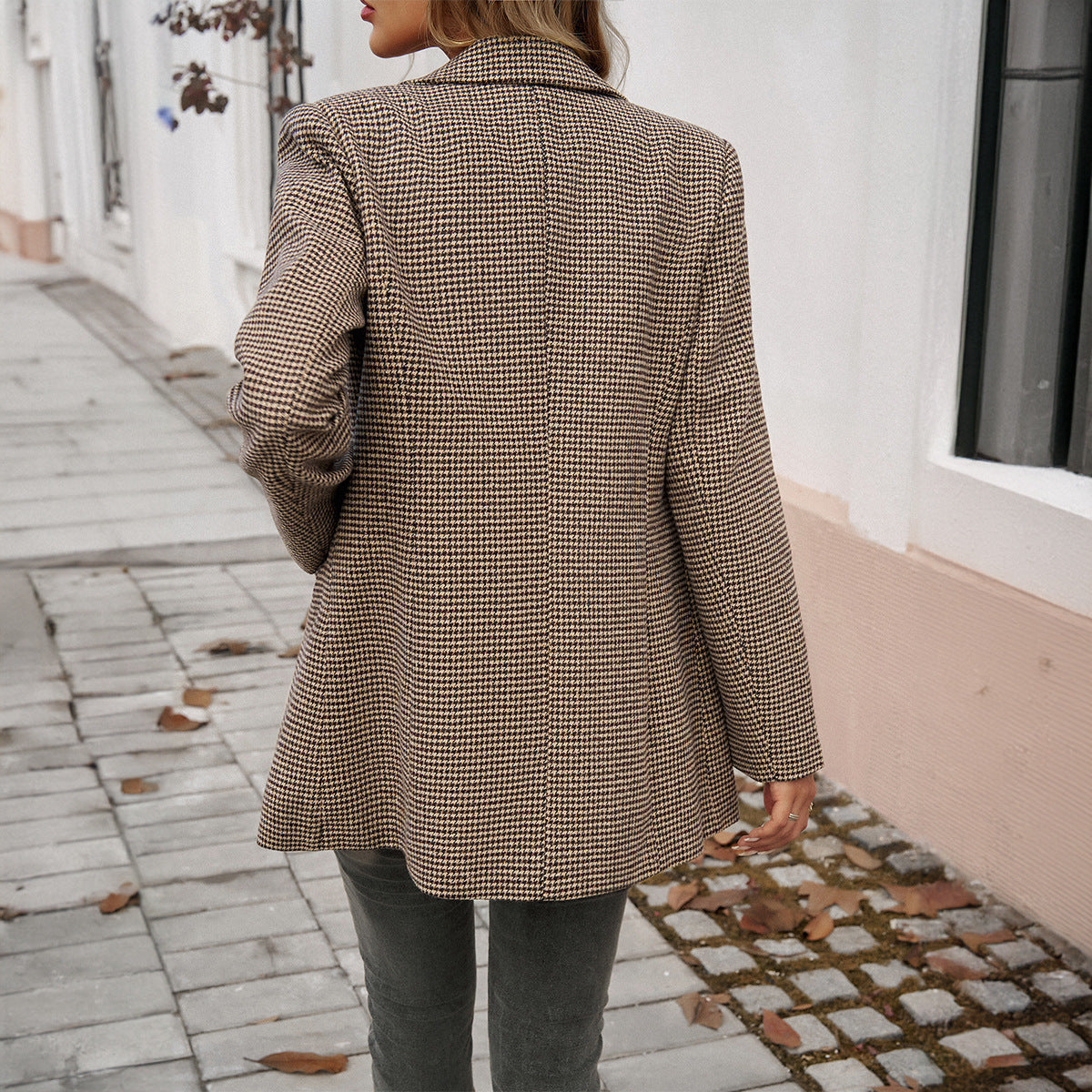 Lady Temperamental Commuter Contrast Color Lapels Button Suit Jacket