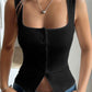 Slim-fit Buttoned Split Vest Sling Women's Top