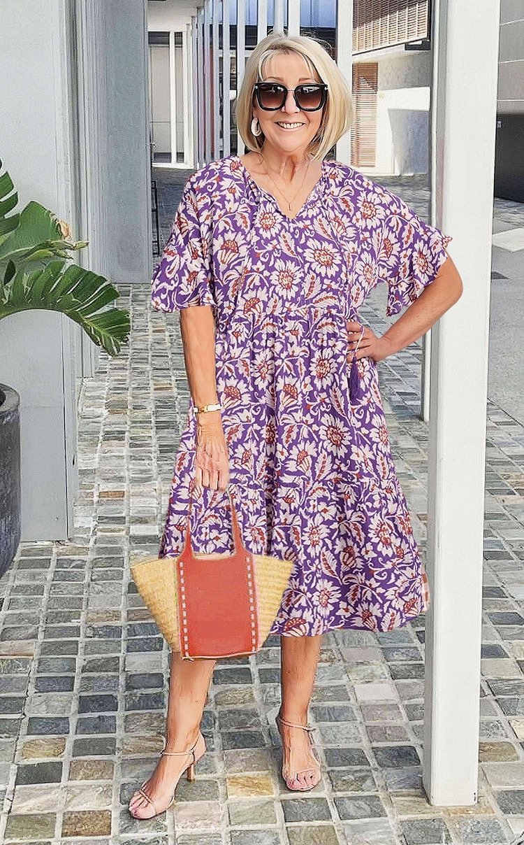 Women's Clothing 5 Points Sleeve Printing Dress
