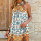 Digital Printing Strapless Round Neck Sling Dress