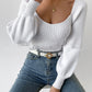 Lantern Sleeve Square Collar Short Sweaters