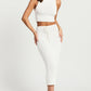 Solid Color Sleeveless Knitting Suit Women's Fashion Vacation High Waist Long Skirt Two-piece Set