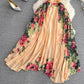 Elegant Women's Dress Long Skirt Waist Slim Print Dress