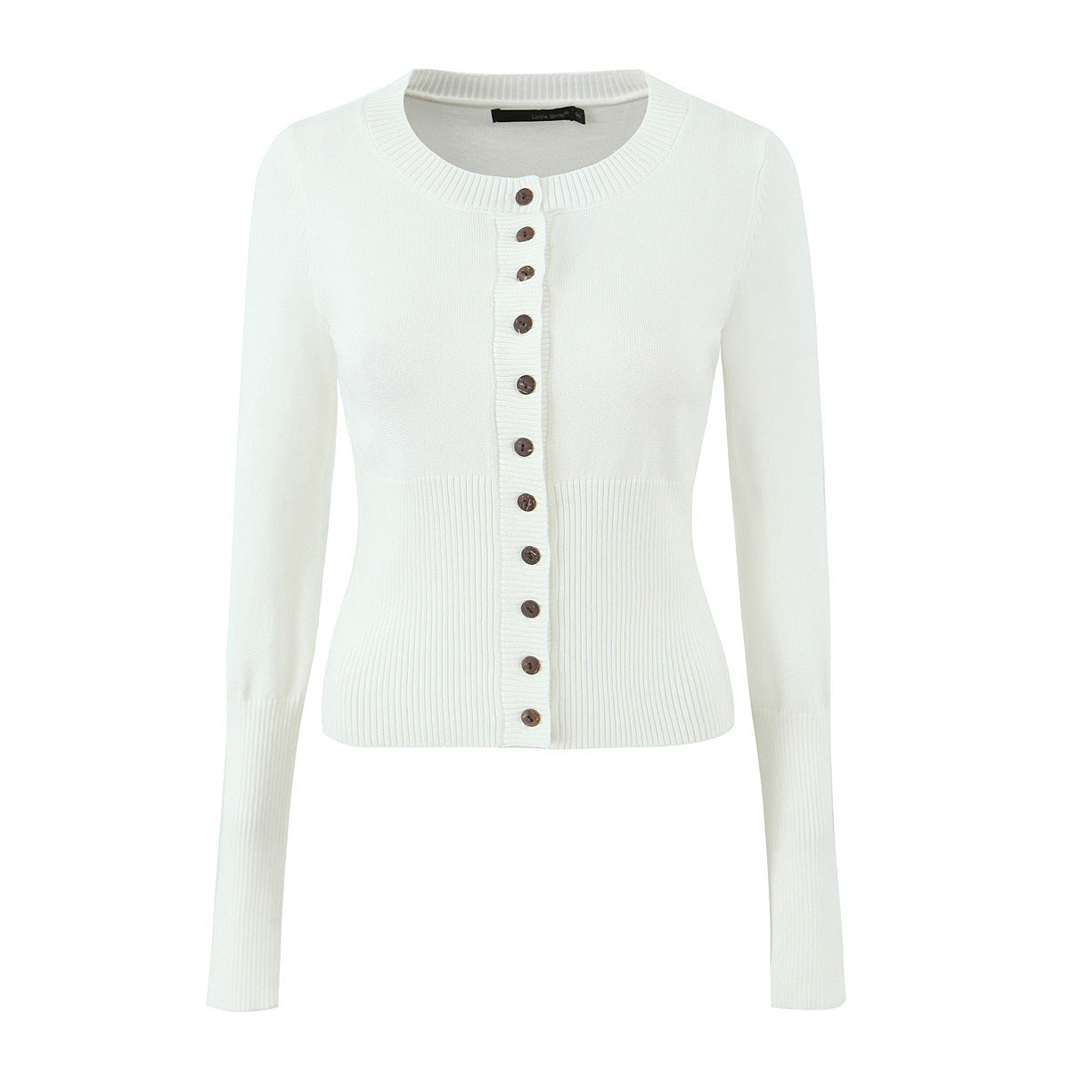 Slim Breasted Knitted Cardigan High Waist Leather Ring Pleated Skirt