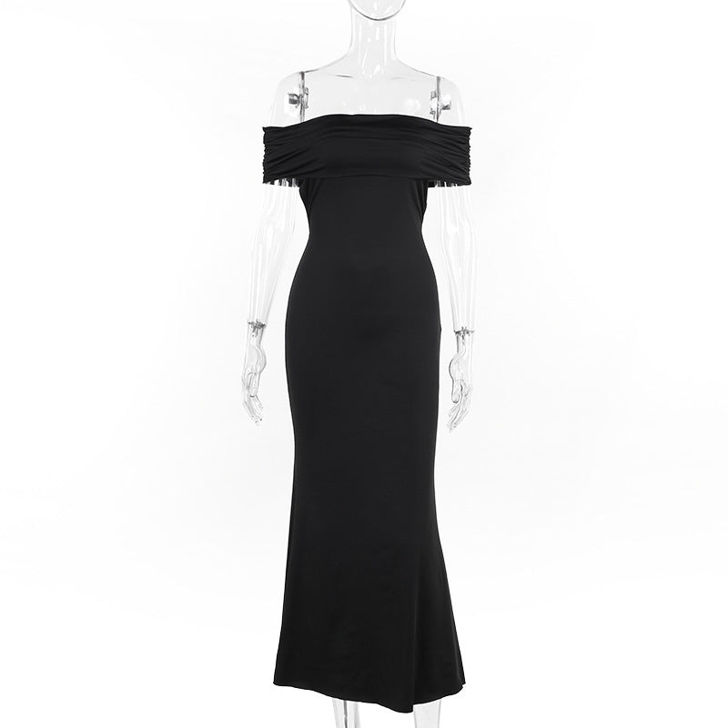 Socialite Style Elegant Backless Off-shoulder Dress Women