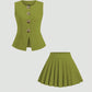 Solid Color Skirt Outfit High-grade Sleeveless Two-piece Vest Set
