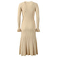 V-neck Single Breasted Bell Sleeve Slim Fit Dress