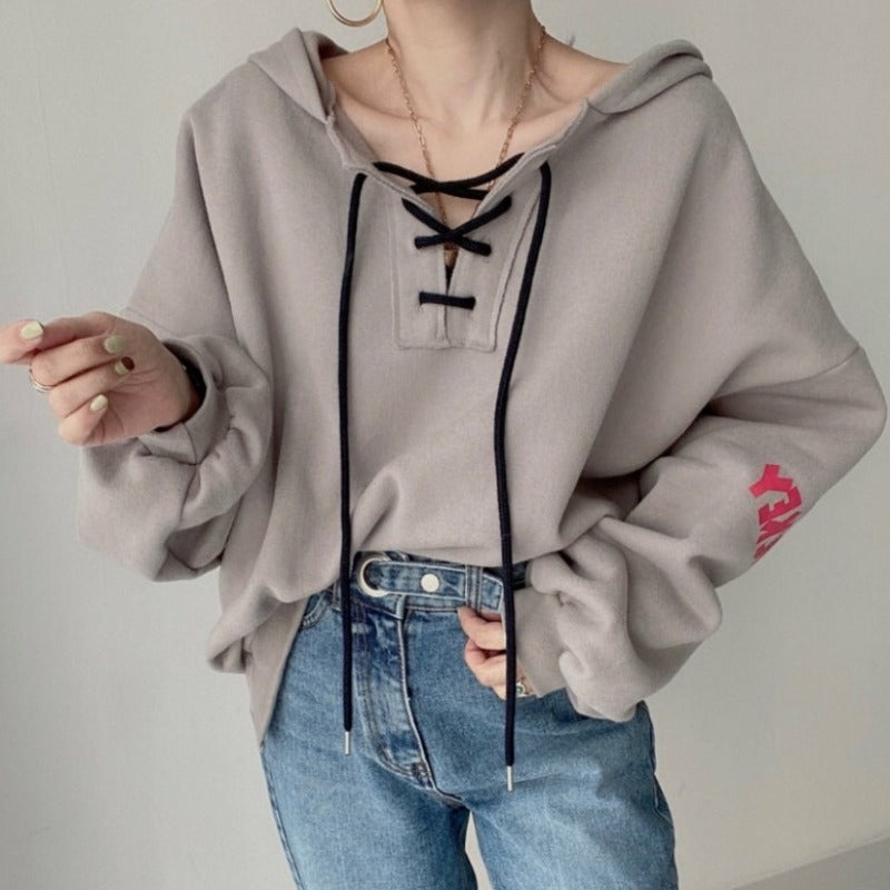 Women's Retro Simple Fashion Versatile Hooded Long Sleeve Sweater