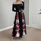 Off-shoulder Contrast-color Patchwork Long-sleeve Elegant Figure-flattering Dress