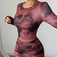Long-sleeve T-shirt And Tight Long Skirt Set