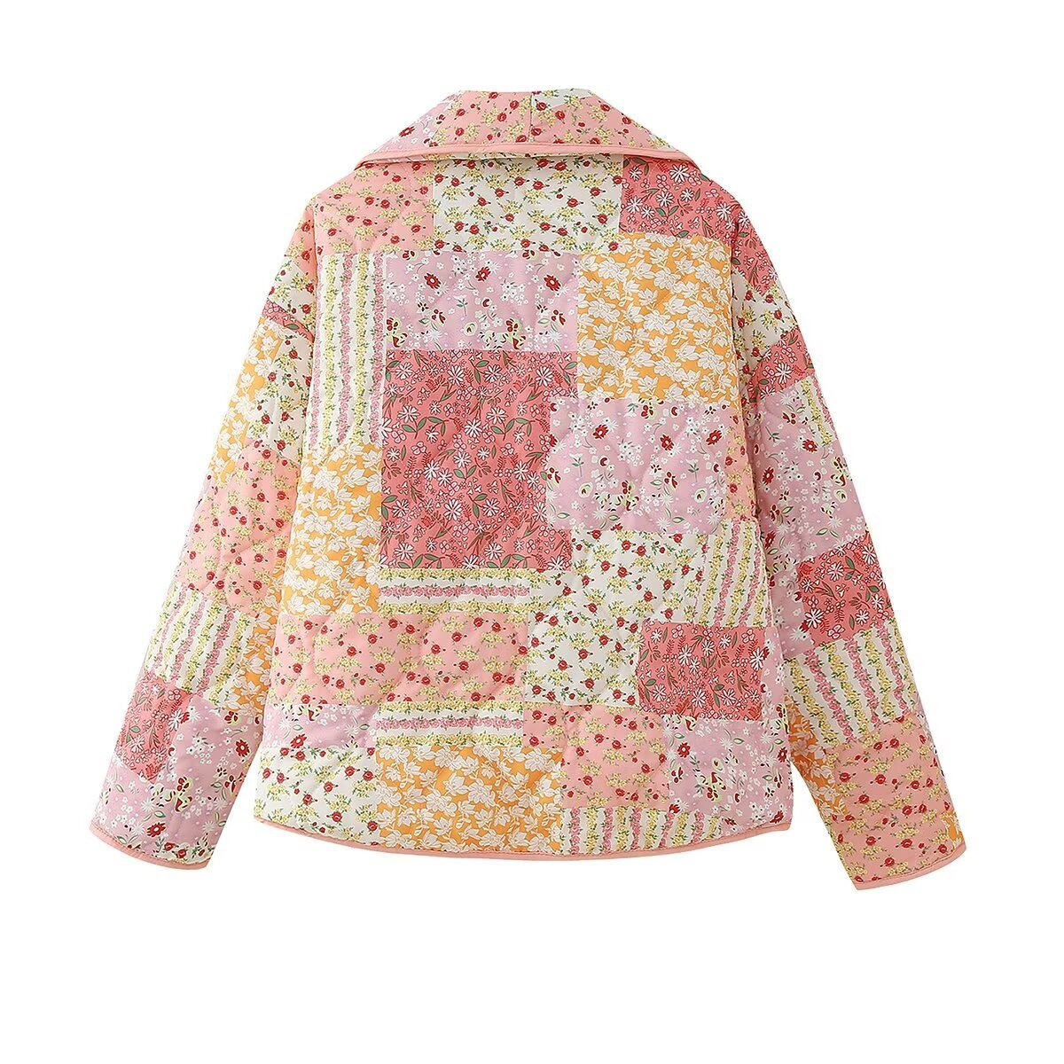 Manteau veste matelassée en coton à imprimé à revers