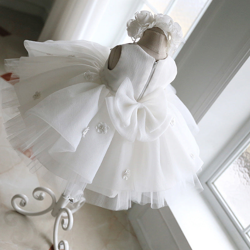 Girl's White Dress White Gauzy Dress