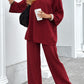 Round Neck Cotton And Linen Top Casual Lace Up Loose Pants Suit