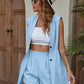 Button Front Vest Blazer & Shorts