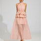 Flowy Ruffled Wedding Dress With A Halter Neckline