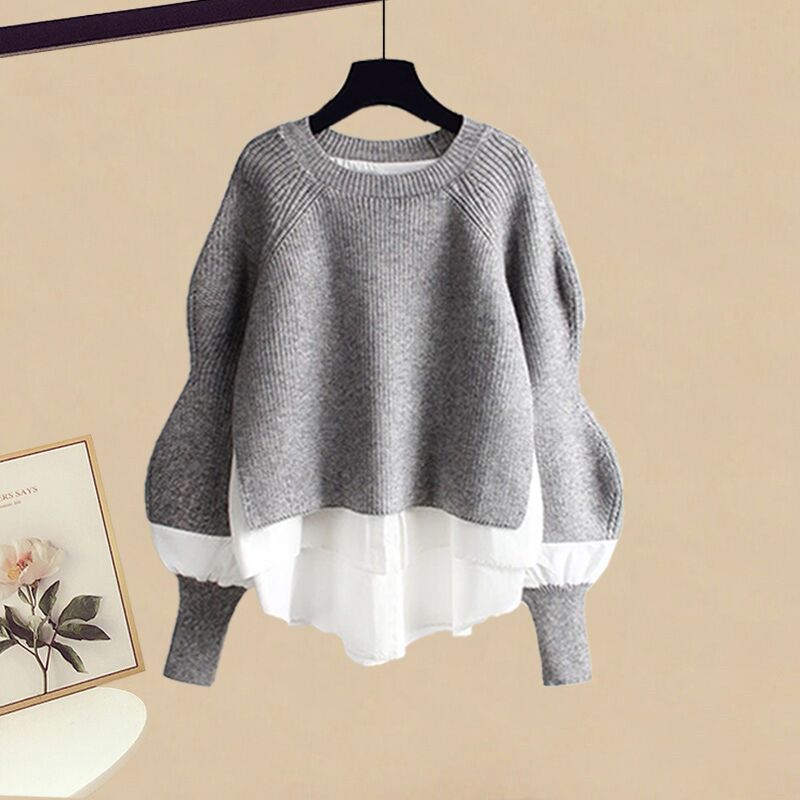 Women's Casual Fashion Fake Two-piece Top Slim Fit Skirt Two-piece Set