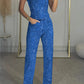 Off-the-shoulder Shiny Vest Diamond Trousers Suit