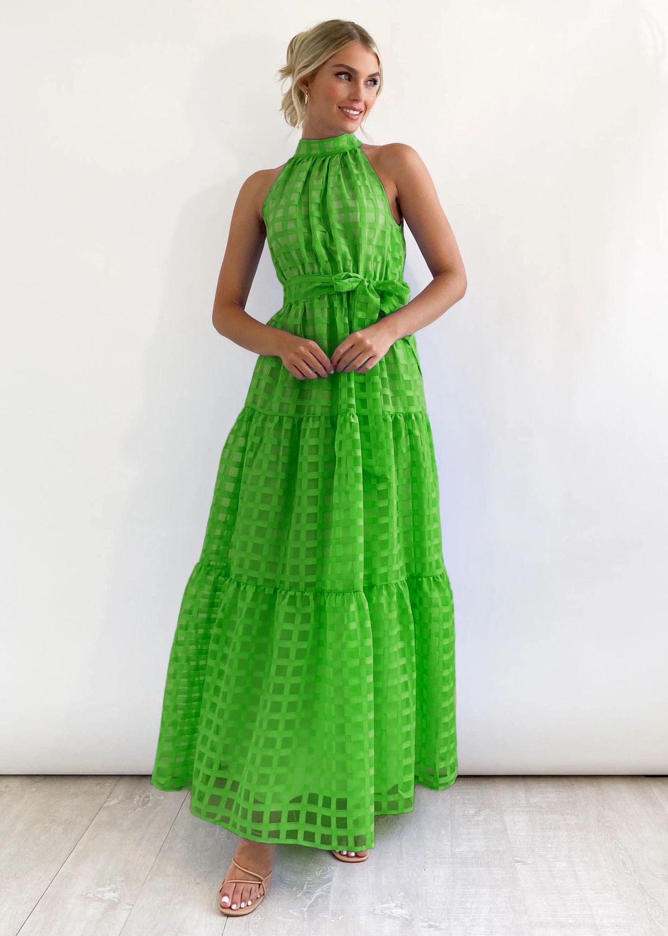 Robe décontractée sans manches de haute qualité avec ourlet large et taille ajustée