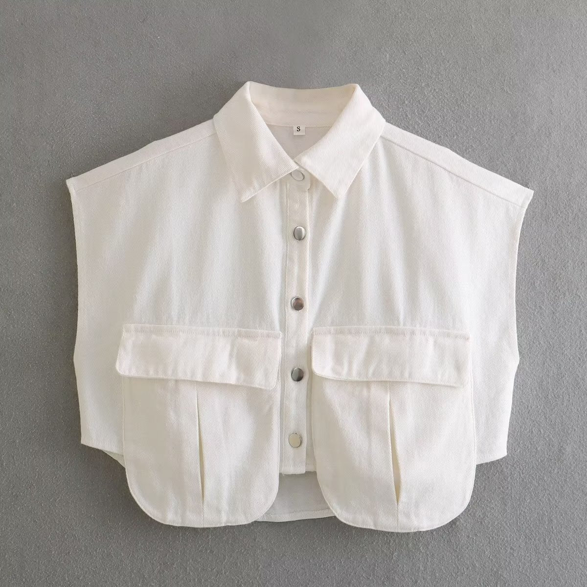 Fall Women's Clothing Double Pocket Decorative Denim Top