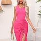 Drawstring Wrap Short Sheath Dress Women