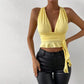 Milk Silk Deep V Cinched Slimming Pullover Female