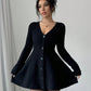 Women's Solid-Color V-Neck Knitted Dress