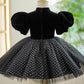 Girl's Flounced Sleeve Dot Mesh Princess Dress